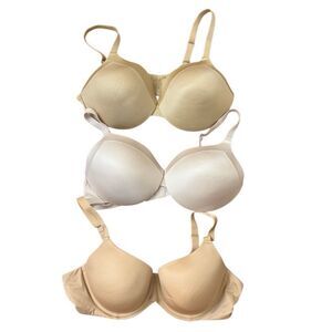 Maidenform (2) & Auden (1) Set of 3 Underwire Bras Nude Size 40C